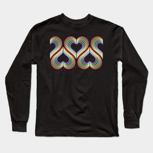 Pastel Rainbow Neon Light Hearts Long Sleeve T-Shirt